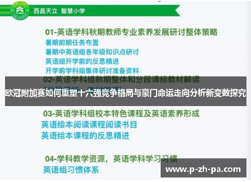 欧冠附加赛如何重塑十六强竞争格局与豪门命运走向分析新变数探究 欧冠附加赛如何重塑十六强竞争格局与豪门命运走向分析新变数探究